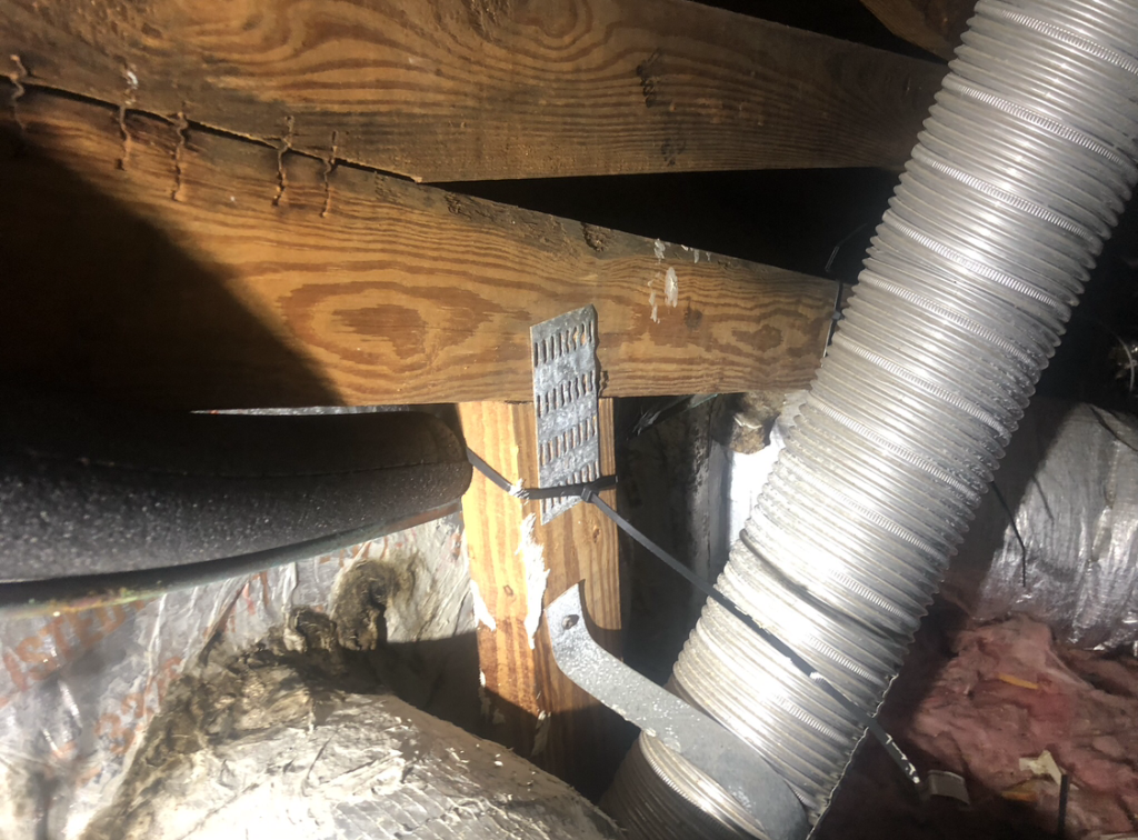 Dryer vent in attic causing mold.