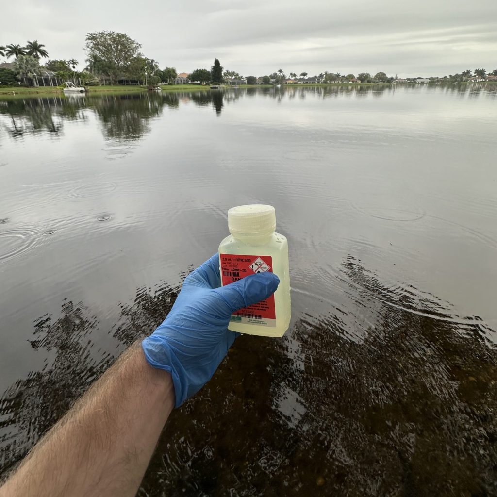 Water sample taken from lake water